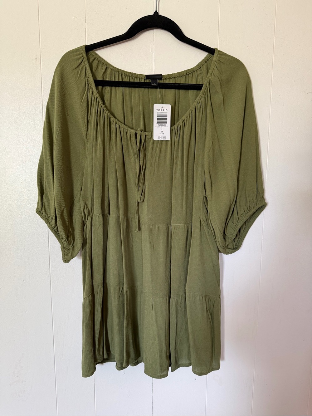 torrid Olive Tie-Front Peasant Tunic